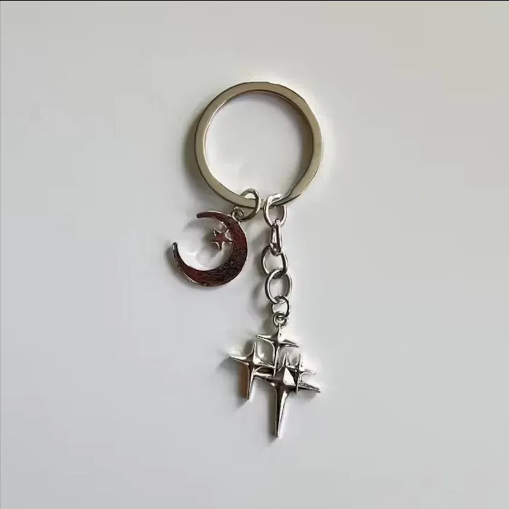 y2k 2000s star moon pendant keyring for keychain